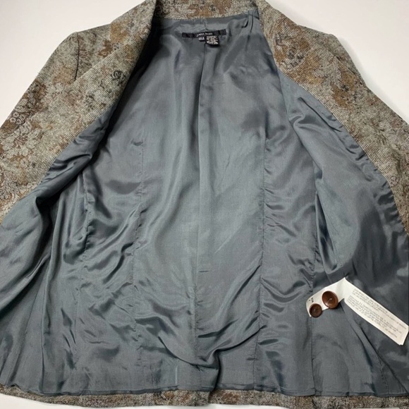 Zara Floral Woven Tailored Lightweight Wool Blend 1 Button Blazer - Picture 6 of 7